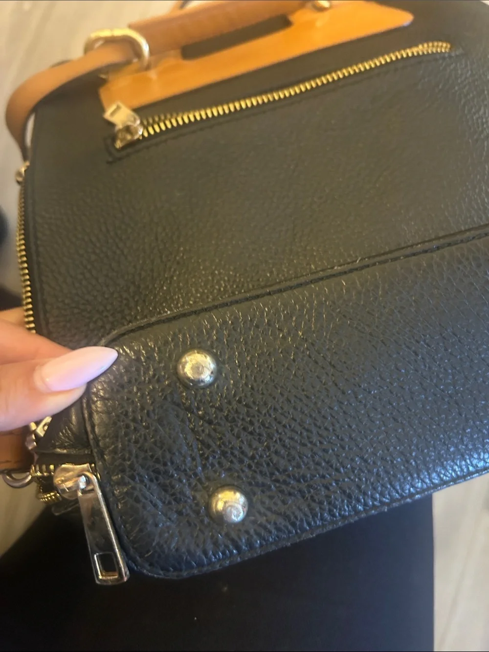 Divina Firenze Two-Tone Leather Backpack in Black & Tan